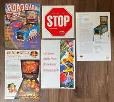 Williams Road Show Flyer-Set (deutsch + US) mit Aufkleber / Flipper Pinball