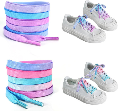 Regenbogen schuhbänder paar - regenbogen, schuhbänder,2-paar