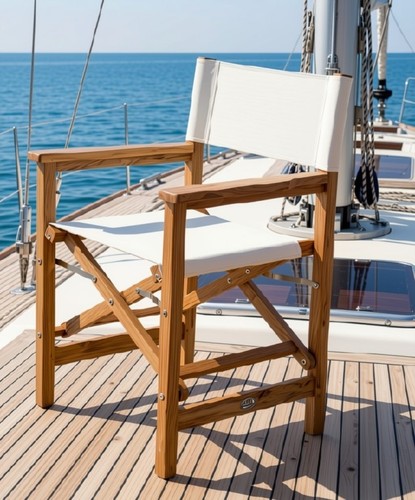 Teak regiestuhl weiss - teak,