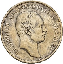 Künker: Sachsen, Friedrich August III., 3 Mark 1911 E, Silber