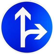 ORIGINAL Verkehrs-zeichen 214-20 Straßen-schild Fahrtrichtung gerade oder rechts