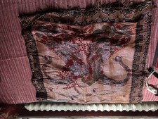 Orientalische Tischdecke mit Pfauenmuster & Glitzerfäden • Vintage Deko