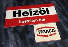 Texaco Heizöl Werbe Schild - alt -  110 x 55 Vintage - Benzin Tankstelle Werbung