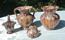 4 Jasba Vintage Keramik Vasen Henkelvase Wandvase 50er Jahre Mid-Century