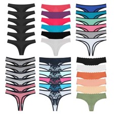 Damen String Tanga Set 6er Spitze String Panty Baumwolle Unterwäsche Slips Pants