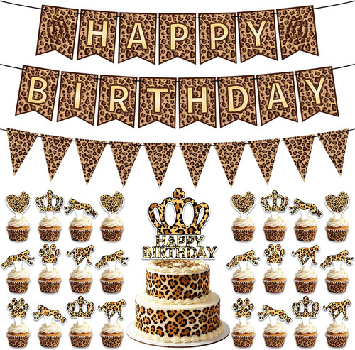 Leopard geburtstag deko set - leopard,