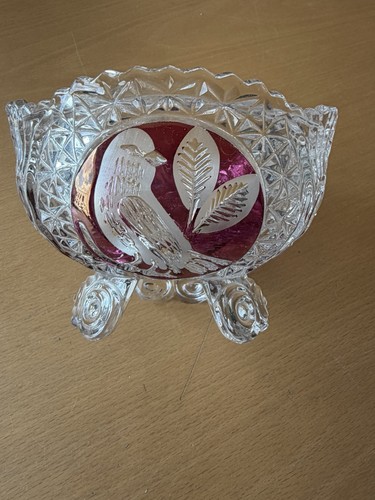 Schale kristall glas red - schale, bird