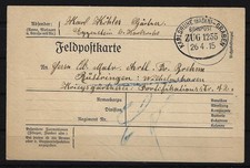 L702) Deutsches Reich Karte Feldpost Bahnpost Karlsruhe