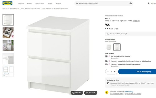 Hochglanz weiß ikea malm - weiß,