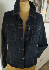 dunkel-blaue Stretch- Jeansjacke, Jacke von YESSICA, Gr. 38, Rücken  bedruckt