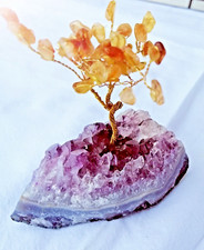 Bernstein - Glücksbaum - herzförmigem Kristall / Amethyst - Basis " Topzustand "