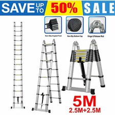 NEU 5M Alu Teleskopleiter Treppenleiter Anlegeleiter Mehrzweckleiter Top