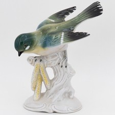13,5 cm - Gräfenthal Thüringen Porzellan Vogel Figur Grün/Türkis 12608