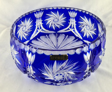 Große dekorative Überfang Bleikristall Schale Kobaltblau Irena 24 % Lead Crystal