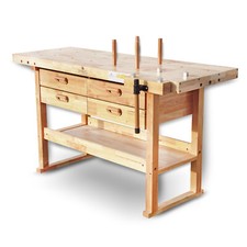 BAMATO Hobelbank WORK-1640 aus Massivholz Werkbank Holzwerkbank mit Spannzange