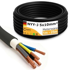 NYY-J Erdkabel 5x10mm² Meterware 1m-25m Elektrokabel Starkstromkabel Außenkabel