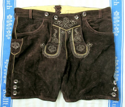 Bestickte braune lederhose - bestickte,