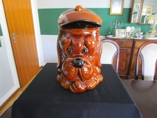 Keramik Hund Dose mit Deckel Mütze Biscuitsbehälter Englisch Basset Bulldoge