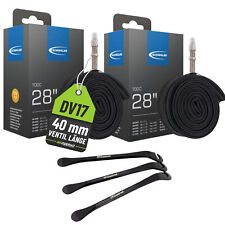 2x Schwalbe Fahrrad Schlauch DV17 40mm 28 Zoll (28/47-622/635) + Reifenheber