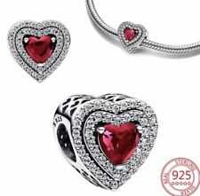 💖 Charm HERZ ROT LIEBE Anhänger Zirkonia 925 Silber für Pandora Armband 💖