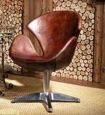 Drehstuhl Ledersessel Wohnzimmer Drehsessel Sessel Drehbar Braun Cocktailsessel
