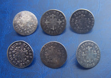 6 x 1798 FERDINAND VI NEAPEL SIZILIEN SILBERMÜNZEN UMGEWANDELT IN KLEIDUNGSKNÖPFE