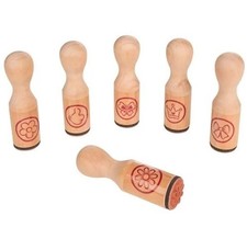 Stempel, Holzstempel, Motivstempel, 6 verschiedene, Krone, Schleife, Blume, etc