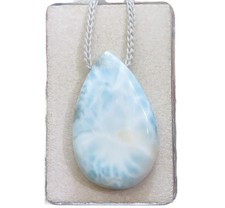 Großer Larimar Cabochon Anhänger quer gebohrt Nr. 4432