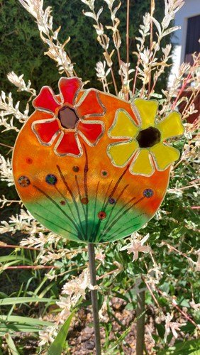 Gartenstele mit fusingglas - mit,
