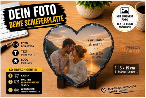 Schieferplatte herz mit foto - herz,