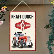 Blechschild Kraft durch Fortschritt Traktor ZT 300 Vintage Metallschild TEL3032