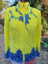 Showbluse Railshirt Western Turnier Horsemanship Showmanship gelb blau Gr XL TOP