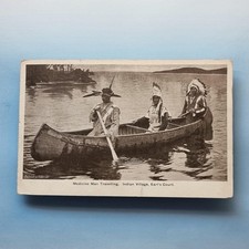 Earls Court Ausstellung Postkarte um 1906 Indianer Medizin Mann Kanu