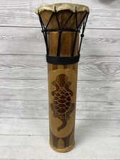 Handgeschnitzte afrikanische Handtrommel Schildkröte Schnitzerei Vintage PT