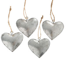 Metall Herz mit Kordel, Herzhänger, Set mit 4 Herzen, ca. 5 cm. Zinkblech-Herz.