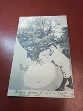 Alte AK Frohe Ostern Kind Riesen - Ei 1900