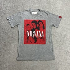 REPLAY NIRVANA Herren T Shirt Kurzarm Gr S Rock Kurt Cobain Logo Grau 29619