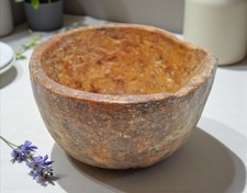 Antik Sand Stein Rund Curry Schale Original Alt Hand Geschnitzt