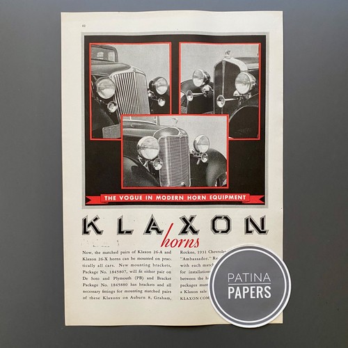 1932 klaxon horns soto - klaxon,