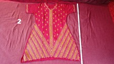 handbestickte Tunika Kleid S Mittelalter Kleidung Indien fairtrade rot Baumwolle