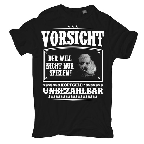 Herren shirt pudel - t-shirt, vorsicht