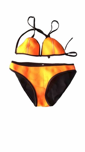 Neon orange neopren bikini - orange, set
