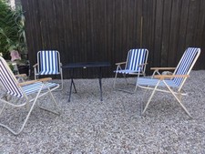 4 klappbare ALU Garten-/Balkonstühle mit Tisch, TOP NEUBaumwolle