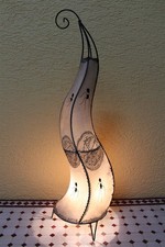Stehleuchte Leuchte Lampe Orientalische Stehlampe "Henna-Rund" 90 cm Leder Natur
