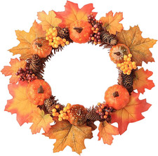 Kürbis Ahornkranz Herbst-Festival Kränze Tür Hänger Hausdeko Kranz  Dekoration F