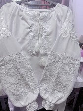 Damenbluse Vyshyvanka  Stickerei Weiß auf Weiß ukrainische Tracht Gr.L 