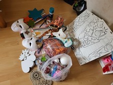 großes Bastelpaket mit Folie Magneten Farbe Glitzer und vieles mehr