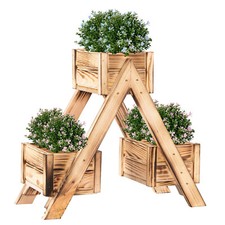 Blumenleiter Pflanzentreppe Blumenregal Blumenständer Blumenbank Holz 42x22x47cm
