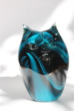 XL mdina Eule 1100gr. schwer H:13 cm Glas Malta Briefbeschwerer vintage