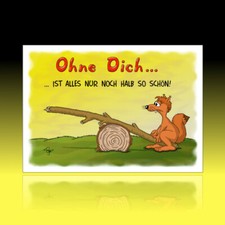 10 lustige Postkarten Grußkarten Freundschaft Liebe Herz Cartoon 'Ohne Dich ...'